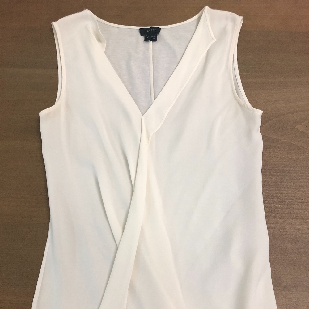 White/Cream Theory tank with silk accent